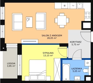 2 pokoje, mieszkanie 52,35 m², piętro 1, oferta nr 8, Biała Kamienica, Łódź, Śródmieście, Osiedle Katedralna, ul. Więckowskiego 12
