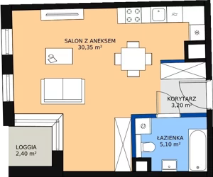 1 pokój, mieszkanie 38,82 m², piętro 1, oferta nr 10, Biała Kamienica, Łódź, Śródmieście, Osiedle Katedralna, ul. Więckowskiego 12