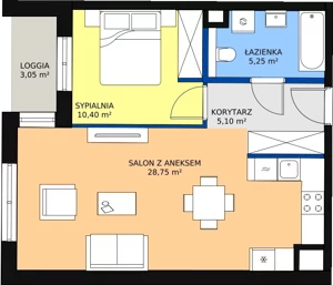 2 pokoje, mieszkanie 50,61 m², piętro 2, oferta nr 18, Biała Kamienica, Łódź, Śródmieście, Osiedle Katedralna, ul. Więckowskiego 12