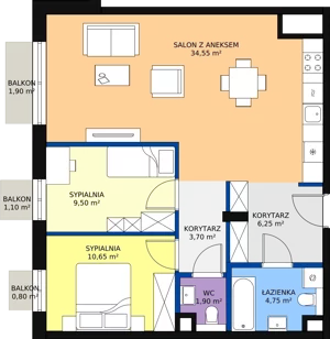 3 pokoje, mieszkanie 73,47 m², piętro 2, oferta nr 20, Biała Kamienica, Łódź, Śródmieście, Osiedle Katedralna, ul. Więckowskiego 12