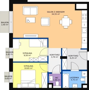 3 pokoje, mieszkanie 73,34 m², piętro 3, oferta nr 33, Biała Kamienica, Łódź, Śródmieście, Osiedle Katedralna, ul. Więckowskiego 12