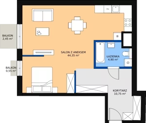 1 pokój, mieszkanie 60,69 m², piętro 4, oferta nr 43, Biała Kamienica, Łódź, Śródmieście, Osiedle Katedralna, ul. Więckowskiego 12