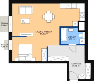 1 pokój, mieszkanie 60,99 m², piętro 5, oferta nr 56, Biała Kamienica, Łódź, Śródmieście, Osiedle Katedralna, ul. Więckowskiego 12