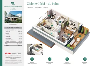 3 pokoje, mieszkanie 57,05 m², piętro 1, oferta nr ZGP02P2, Osiedle Zielone Górki, Górki, ul. Polna