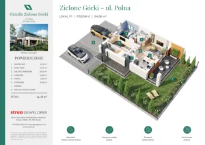 3 pokoje, mieszkanie 54,08 m², parter, oferta nr ZGP08P1, Osiedle Zielone Górki, Górki, ul. Polna