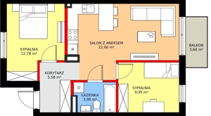 3 pokoje, mieszkanie 54,95 m², piętro 1, oferta nr 72B, Osiedle Młodych, Janczewice, ul. Jedności