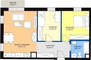 3 pokoje, mieszkanie 62,78 m², piętro 1, oferta nr 17, Seaport, Gdynia, Grabówek, ul. Kołłątaja 18