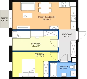 3 pokoje, mieszkanie 57,48 m², piętro 3, oferta nr 32, Seaport, Gdynia, Grabówek, ul. Kołłątaja 18