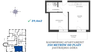 2 pokoje, apartament inwestycyjny 39,40 m², piętro 1, oferta nr 1.5, Apartamenty FILMARE, Jastrzębia Góra, ul. Derdowskiego 17