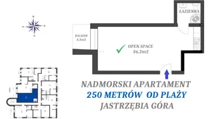 1 pokój, apartament inwestycyjny 36,20 m², piętro 1, oferta nr 1.3, Apartamenty FILMARE, Jastrzębia Góra, ul. Derdowskiego 17