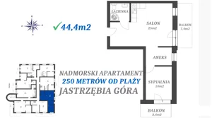2 pokoje, apartament inwestycyjny 44,40 m², piętro 1, oferta nr 1.6, Apartamenty FILMARE, Jastrzębia Góra, ul. Derdowskiego 17