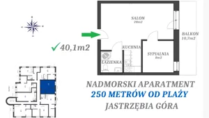2 pokoje, apartament inwestycyjny 40,10 m², piętro 1, oferta nr 1.7, Apartamenty FILMARE, Jastrzębia Góra, ul. Derdowskiego 17