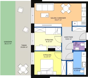 3 pokoje, mieszkanie 56,31 m², parter, oferta nr B 0.2, Melody Park, Łódź, Śródmieście, Śródmieście-Wschód, ul. Pomorska 72/74
