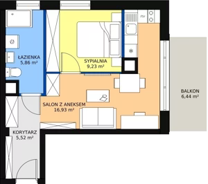 2 pokoje, mieszkanie 37,60 m², piętro 5, oferta nr B 5.5, Melody Park, Łódź, Śródmieście, Śródmieście-Wschód, ul. Pomorska 72/74
