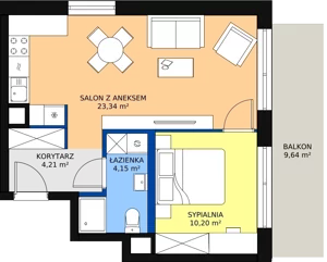 2 pokoje, mieszkanie 42,09 m², piętro 5, oferta nr B 5.11, Melody Park, Łódź, Śródmieście, Śródmieście-Wschód, ul. Pomorska 72/74