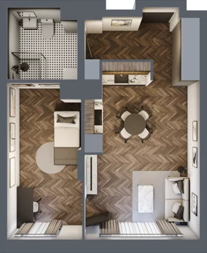 2 pokoje, mieszkanie 45,12 m², piętro 4, oferta nr C 4.6, Melody Loft, Łódź, Śródmieście, Śródmieście-Wschód, ul. Pomorska 72/74
