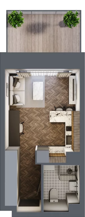1 pokój, mieszkanie 26,55 m², parter, oferta nr C 0.6, Melody Loft, Łódź, Śródmieście, Śródmieście-Wschód, ul. Pomorska 72/74