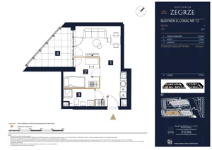 2 pokoje, apartament 33,59 m², piętro 1, oferta nr D13, Rezydencja Zegrze III, Zegrze, ul. Groszkowskiego 22A