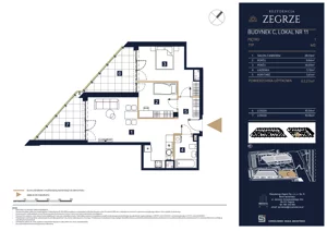 3 pokoje, apartament 63,27 m², piętro 1, oferta nr C11, Rezydencja Zegrze III, Zegrze, ul. Groszkowskiego 22A