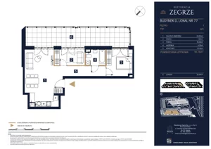 3 pokoje, apartament 56,76 m², piętro 1, oferta nr D77, Rezydencja Zegrze III, Zegrze, ul. Groszkowskiego 22A