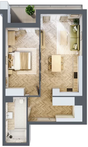 2 pokoje, apartament 52,20 m², piętro 1, oferta nr M.1.9, Marimonte - Apartamenty Mieszkalne, Warszawa, Bielany, Marymont-Kaskada, ul. Marymoncka 4