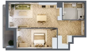 2 pokoje, apartament 57,07 m², piętro 1, oferta nr M.1.1, Marimonte - Apartamenty Mieszkalne, Warszawa, Bielany, Marymont-Kaskada, ul. Marymoncka 4