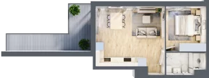 2 pokoje, apartament 38,89 m², piętro 1, oferta nr MA003, ale!KEN, Warszawa, Ursynów, Ursynów Centrum, ul. Indiry Gandhi 7