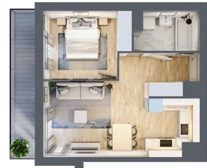 2 pokoje, apartament 40,96 m², piętro 1, oferta nr MA002, ale!KEN, Warszawa, Ursynów, Ursynów Centrum, ul. Indiry Gandhi 7