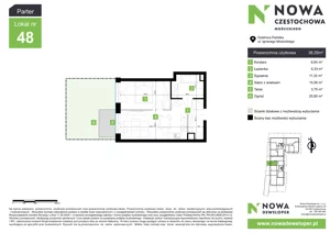 2 pokoje, mieszkanie 38,35 m², parter, oferta nr M48, Nowa Częstochowa Mościckiego, Częstochowa, Częstochówka-Parkitka, ul. Mościckiego