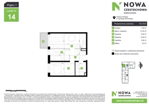 3 pokoje, mieszkanie 56,10 m², piętro 1, oferta nr M14, Nowa Częstochowa Mościckiego, Częstochowa, Częstochówka-Parkitka, ul. Mościckiego