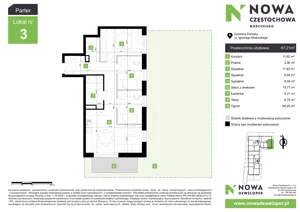 4 pokoje, mieszkanie 67,21 m², parter, oferta nr M3, Nowa Częstochowa Mościckiego, Częstochowa, Częstochówka-Parkitka, ul. Mościckiego