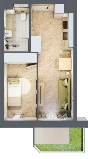2 pokoje, mieszkanie 31,52 m², parter, oferta nr M1, Nowa Częstochowa Mościckiego, Częstochowa, Częstochówka-Parkitka, ul. Mościckiego