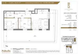 3 pokoje, apartament 60,23 m², piętro 5, oferta nr A-72, Cieszyńska 9, Kraków, Stare Miasto, Łobzów, ul. Cieszyńska 9