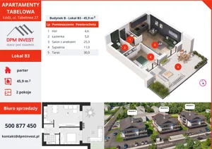 2 pokoje, mieszkanie 45,90 m², parter, oferta nr B3, Apartamenty Tabelowa - Budynek B, Łódź, Górna, ul. Tabelowa 27