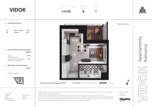 1 pokój, mieszkanie 28,93 m², piętro 1, oferta nr A.M.03, VIDOK Apartamenty, Katowice, Śródmieście, ul. Kozielska
