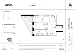 3 pokoje, mieszkanie 70,54 m², piętro 1, oferta nr A.M.08, VIDOK Apartamenty, Katowice, Śródmieście, ul. Kozielska