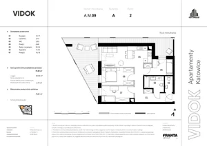 4 pokoje, mieszkanie 75,27 m², piętro 2, oferta nr A.M.09, VIDOK Apartamenty, Katowice, Śródmieście, ul. Kozielska