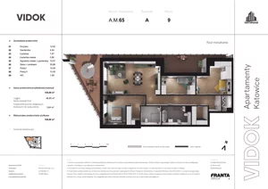 4 pokoje, mieszkanie 108,56 m², piętro 9, oferta nr A.M.65, VIDOK Apartamenty, Katowice, Śródmieście, ul. Kozielska