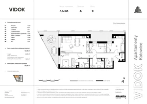 4 pokoje, mieszkanie 108,56 m², piętro 9, oferta nr A.M.65, VIDOK Apartamenty, Katowice, Śródmieście, ul. Kozielska