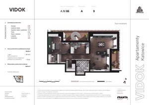 3 pokoje, mieszkanie 92,70 m², piętro 9, oferta nr A.M.66, VIDOK Apartamenty, Katowice, Śródmieście, ul. Kozielska