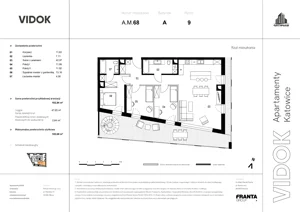 4 pokoje, mieszkanie 105,01 m², piętro 9, oferta nr A.M.68, VIDOK Apartamenty, Katowice, Śródmieście, ul. Kozielska