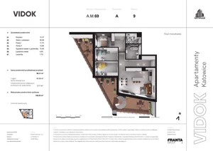 4 pokoje, mieszkanie 101,50 m², piętro 9, oferta nr A.M.69, VIDOK Apartamenty, Katowice, Śródmieście, ul. Kozielska