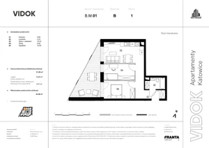 3 pokoje, mieszkanie 35,75 m², piętro 1, oferta nr B.M.01, VIDOK Apartamenty, Katowice, Śródmieście, ul. Kozielska