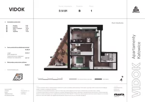 3 pokoje, mieszkanie 35,75 m², piętro 1, oferta nr B.M.01, VIDOK Apartamenty, Katowice, Śródmieście, ul. Kozielska