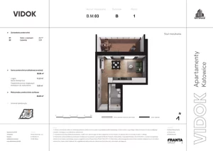 1 pokój, mieszkanie 33,88 m², piętro 1, oferta nr B.M.03, VIDOK Apartamenty, Katowice, Śródmieście, ul. Kozielska