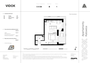2 pokoje, mieszkanie 25,11 m², piętro 1, oferta nr B.M.04, VIDOK Apartamenty, Katowice, Śródmieście, ul. Kozielska