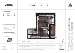 2 pokoje, mieszkanie 25,11 m², piętro 1, oferta nr B.M.04, VIDOK Apartamenty, Katowice, Śródmieście, ul. Kozielska