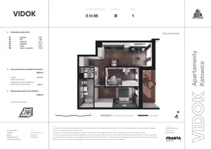 3 pokoje, mieszkanie 48,32 m², piętro 1, oferta nr B.M.05, VIDOK Apartamenty, Katowice, Śródmieście, ul. Kozielska