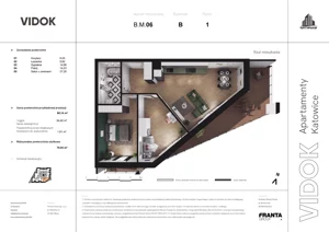 3 pokoje, mieszkanie 60,78 m², piętro 1, oferta nr B.M.06, VIDOK Apartamenty, Katowice, Śródmieście, ul. Kozielska