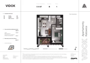 2 pokoje, mieszkanie 63,89 m², piętro 1, oferta nr B.M.07, VIDOK Apartamenty, Katowice, Śródmieście, ul. Kozielska